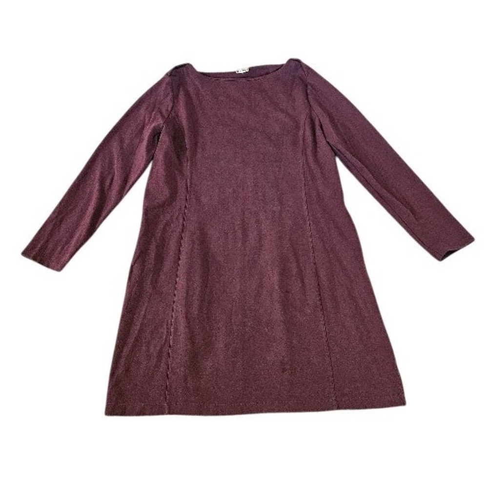 Duluth Trading Co Midi Dress Womens XXL Plum Purple Long Sleeve Pocket Basic